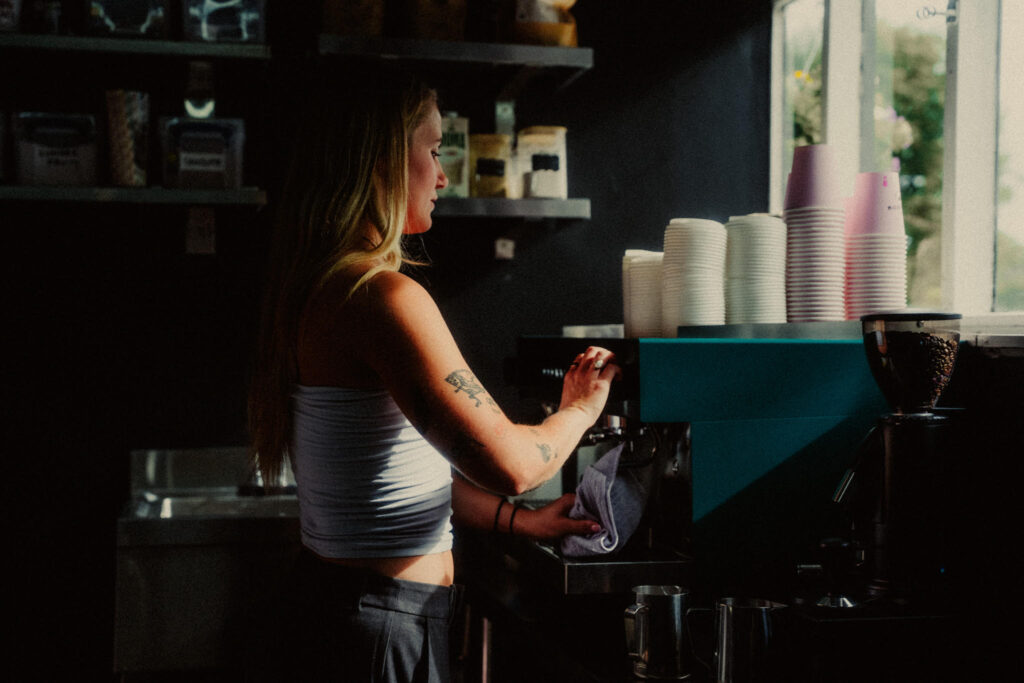 Peak Power - District Coffee Opening A barista at Peak Power's new cafe in Whaley Bridge.